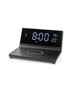 Nedis 3-in-1 Alarm Clock with Wireless Charging - Black