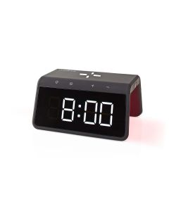 Nedis Wireless Charging Alarm Clock with Night Light - Black